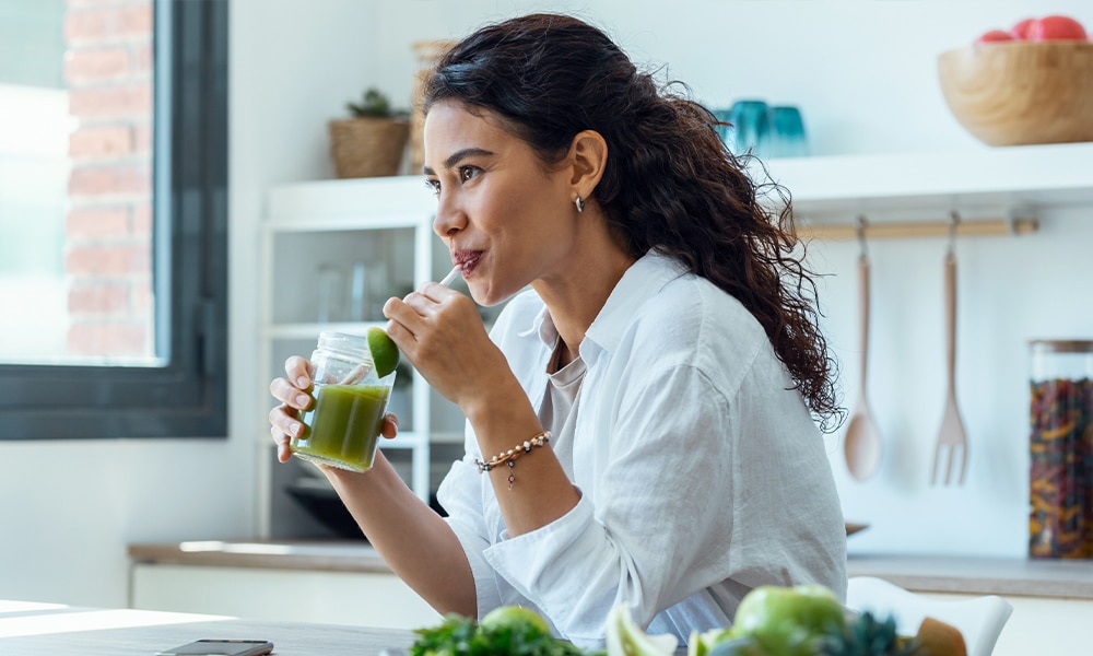 a woman eating food
